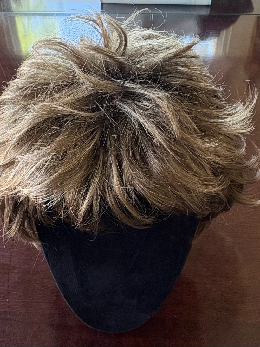 Hi vision Short Layered Wig Brown Blonde Highlighted  Hair w/ Storage Bag